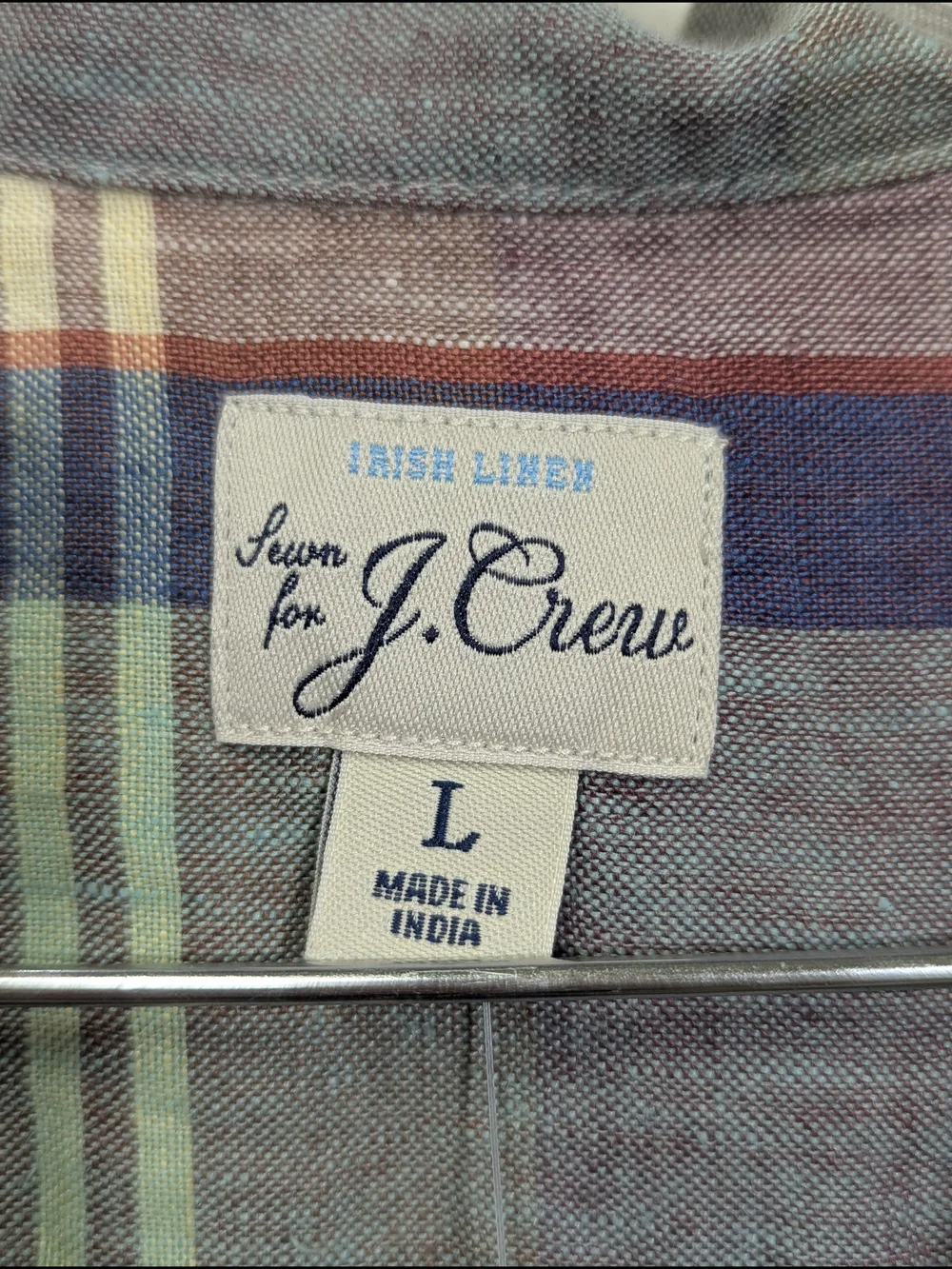 J. Crew Irish Linen Short-Sleeve Plaid Camp Shirt Baird McNutt L